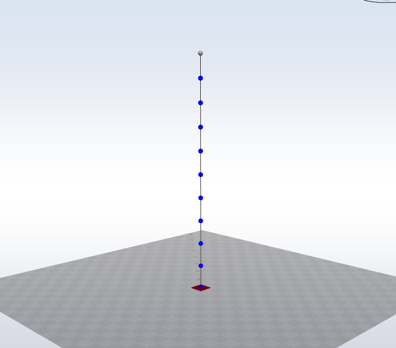 Vertical cantilever beam with 10 elements
